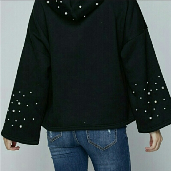 🤩Last 1🤩💕Pearl Embellished Black Hoodie 💕 - Picture 6 of 11